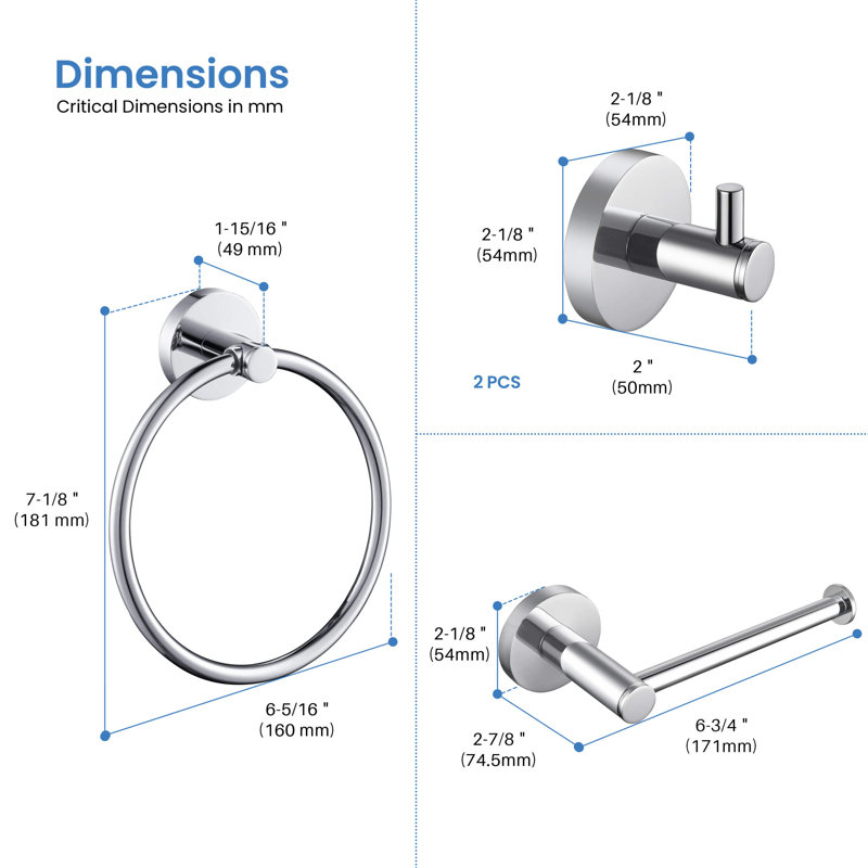 Circular 4 - Piece Bathroom Hardware Set, Chrome