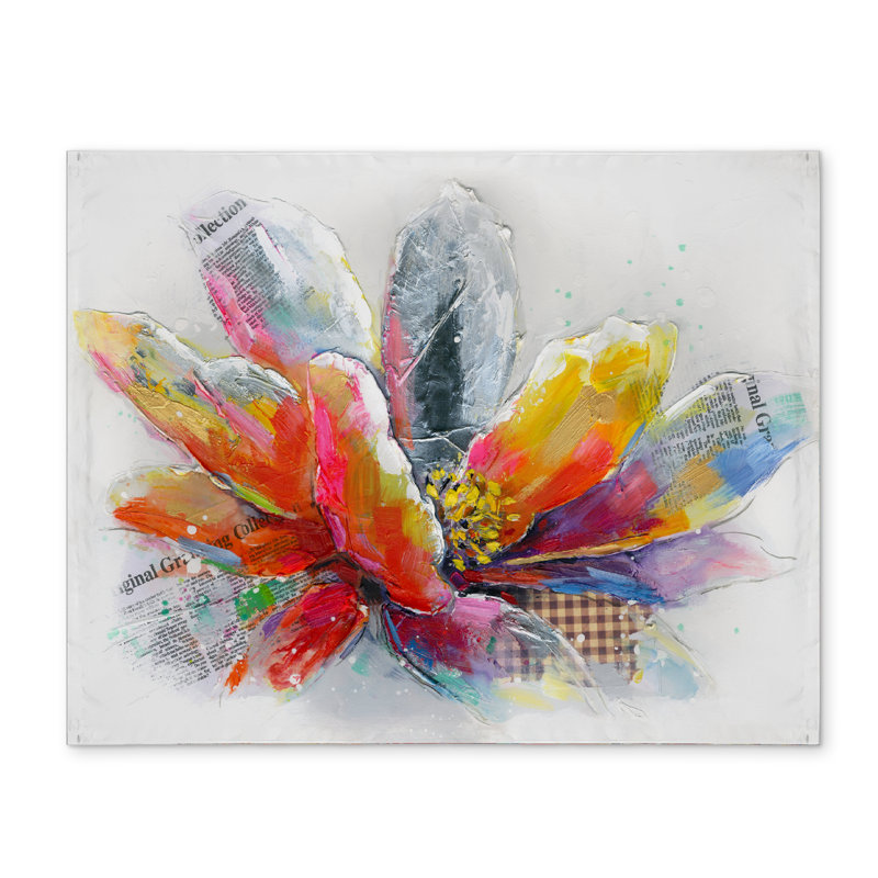 Botanical Red Polyester Placemat - Abstract Flower Texture Decor