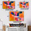 Funky fusion rétro orange bleu - ensemble d'art mural abstrait-108314090-108314093