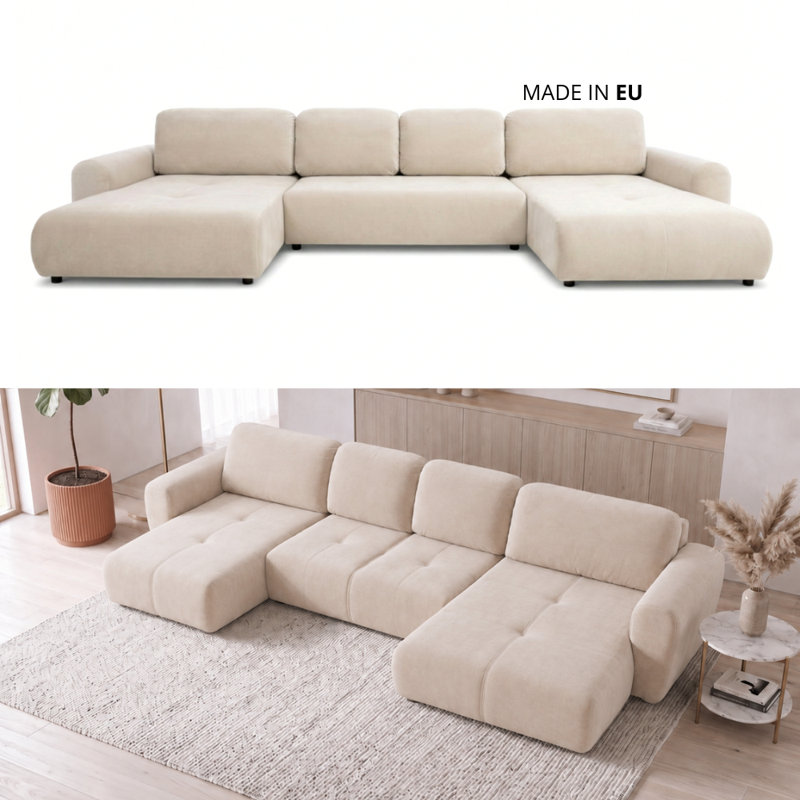 Bingo U-Shaped 6 Seater Sofa Bed, White PAROS 1