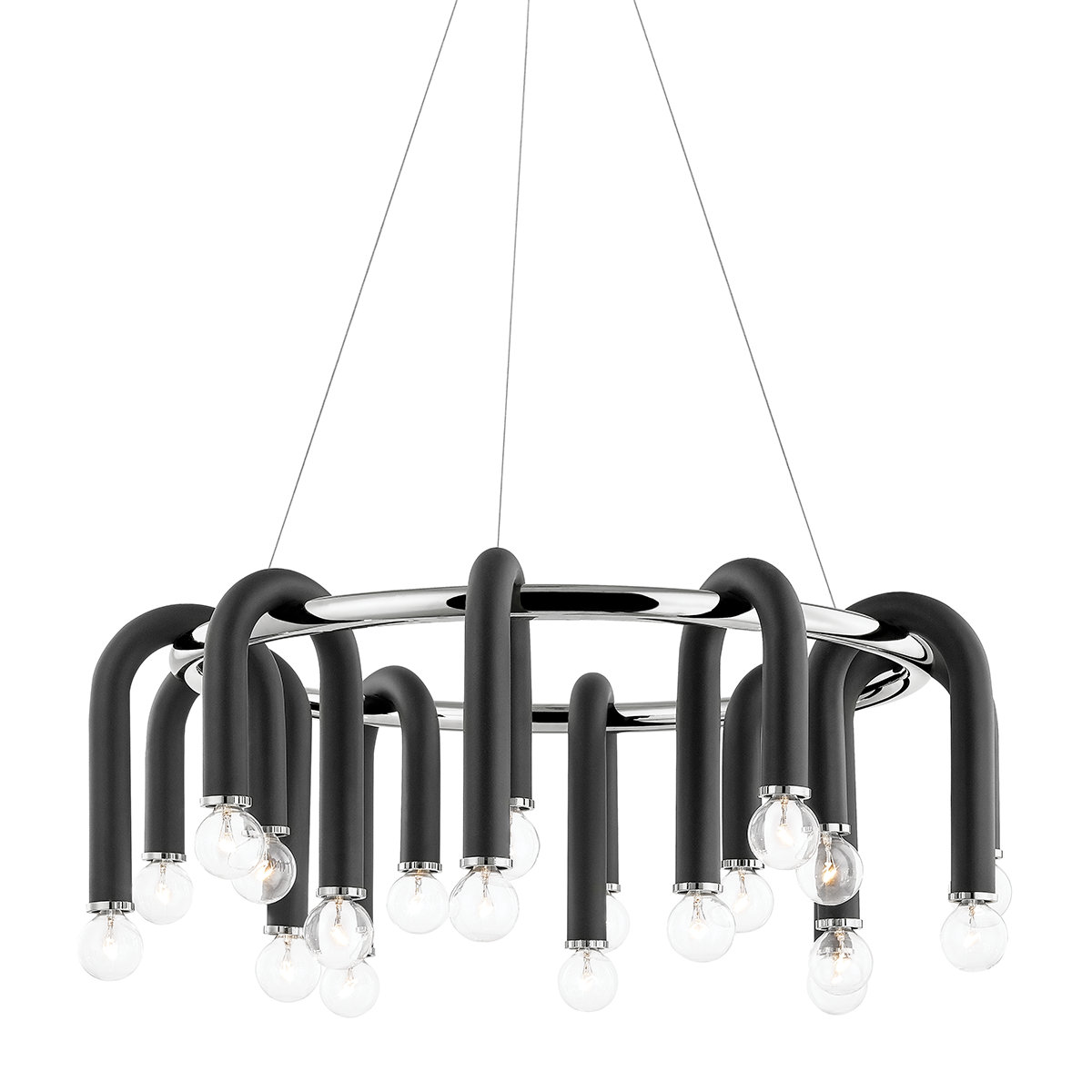 Rhea 20 - Light Chandelier, Polished Nickel/Black