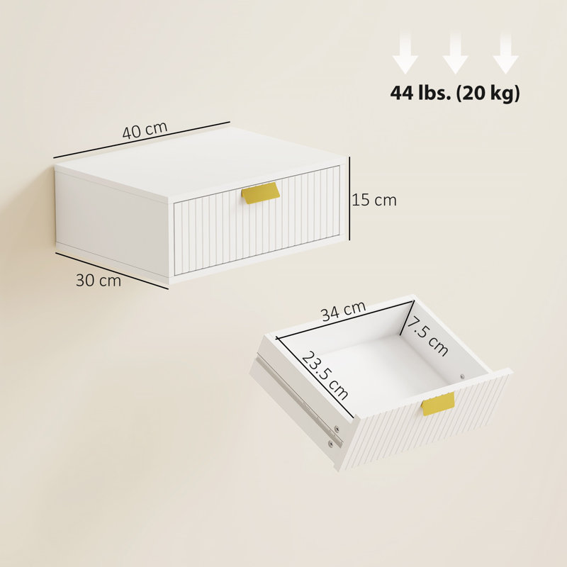 40cm W Manufactured Wood Bedside Table, White