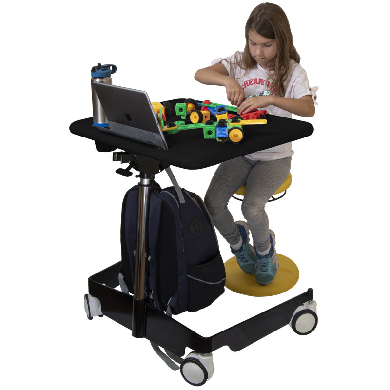KORE Design Adjustable Sit-Stand Mobile Student Desk – 31" to 38" Height Range for Kids and Classrooms, Black