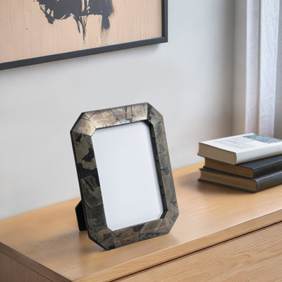 Decorative Antiqued Metal Photo Frame for Home Decor - Contemporary Picture Frame for Mantle Styling or Entryway Table Decor