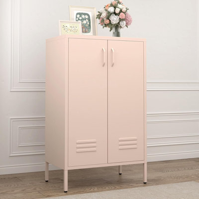 Armoire décorative en métal, armoire de rangement en métal avec tablettes, armoire en métal pour bureau à domicile, entrée