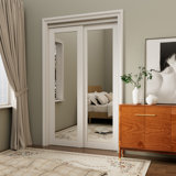 Full Lite Mirrored Closet Sliding Doors With Hardware Kit 80in. Height