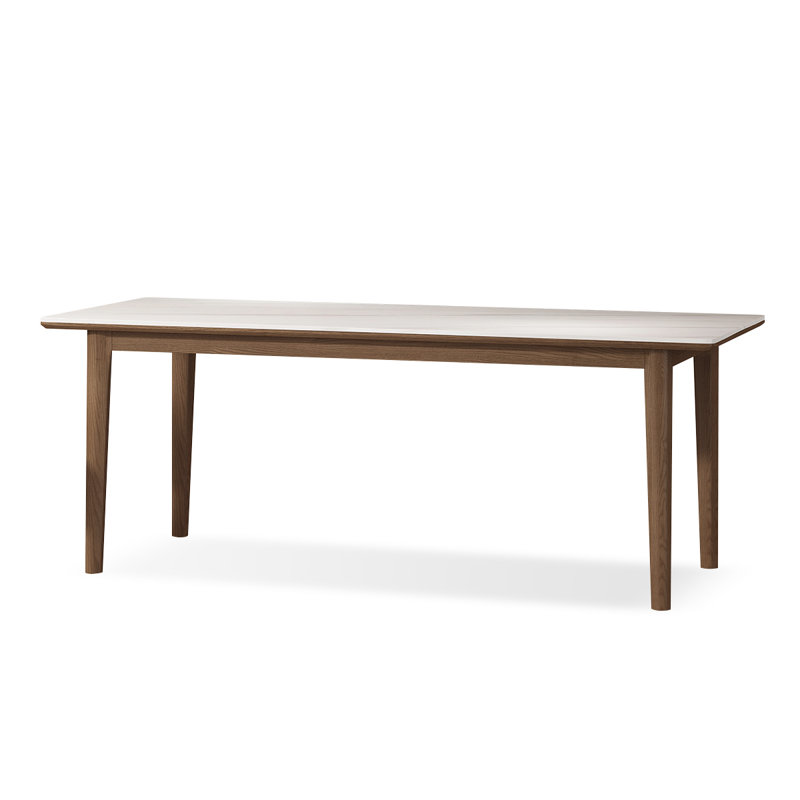 Table de salle à manger blanche rectangulaire en pierre frittée, H 29,33 po x L 70,28 po x l 31,42 po