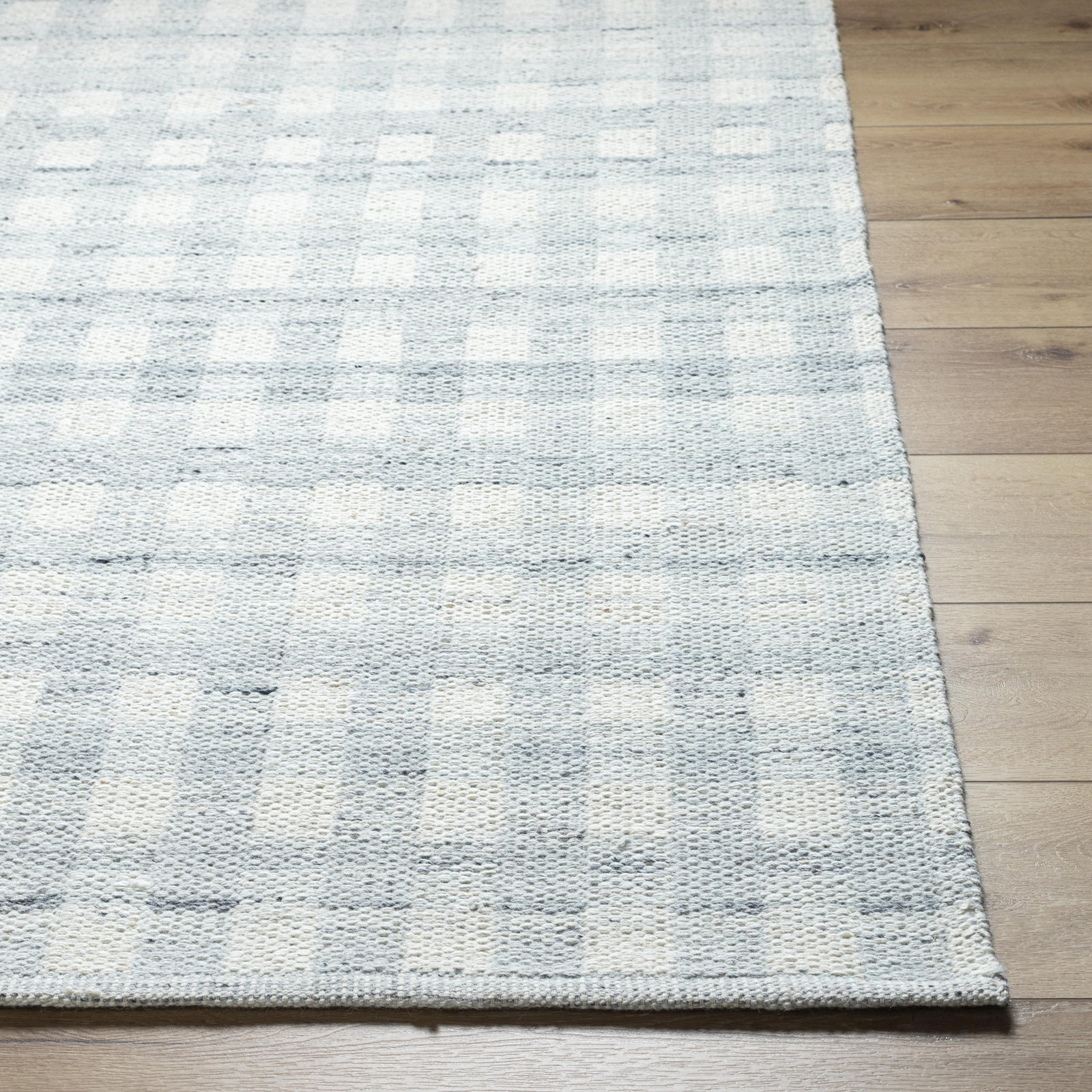 Lavande Hand-Woven Plaid Gray Rug, Runner 2'6" x 8'