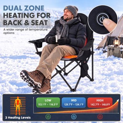 Oversized Camping Chairs Portable Folding Camp Chairs with Padded Backrest & Armrests, Cup Holder & Side Pocket for Outdoor Camping