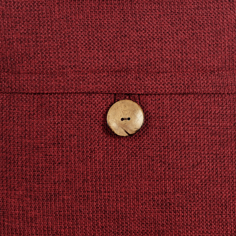 Clayton Red Woven Button 20" x 20" Polyester Pillow Cover
