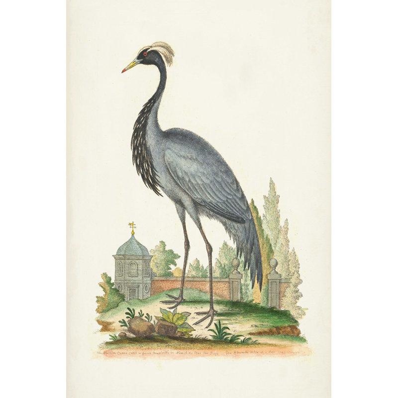 Héron antique et grues II, H 48 po x l 36 po