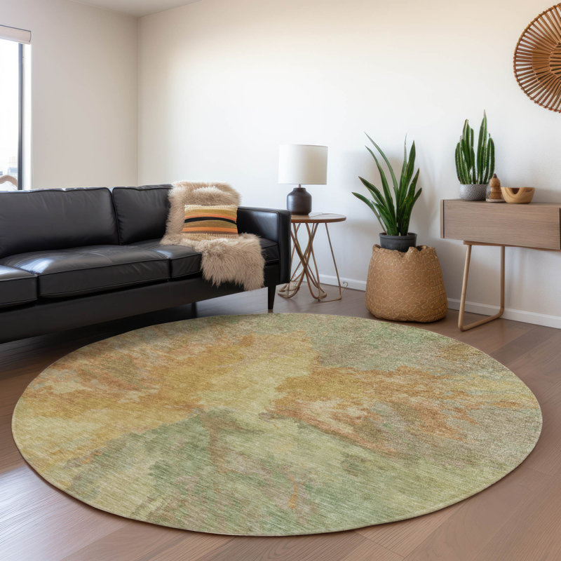 Tapis intérieur / extérieur Theodara Aloe, 8 pi x 8 pi