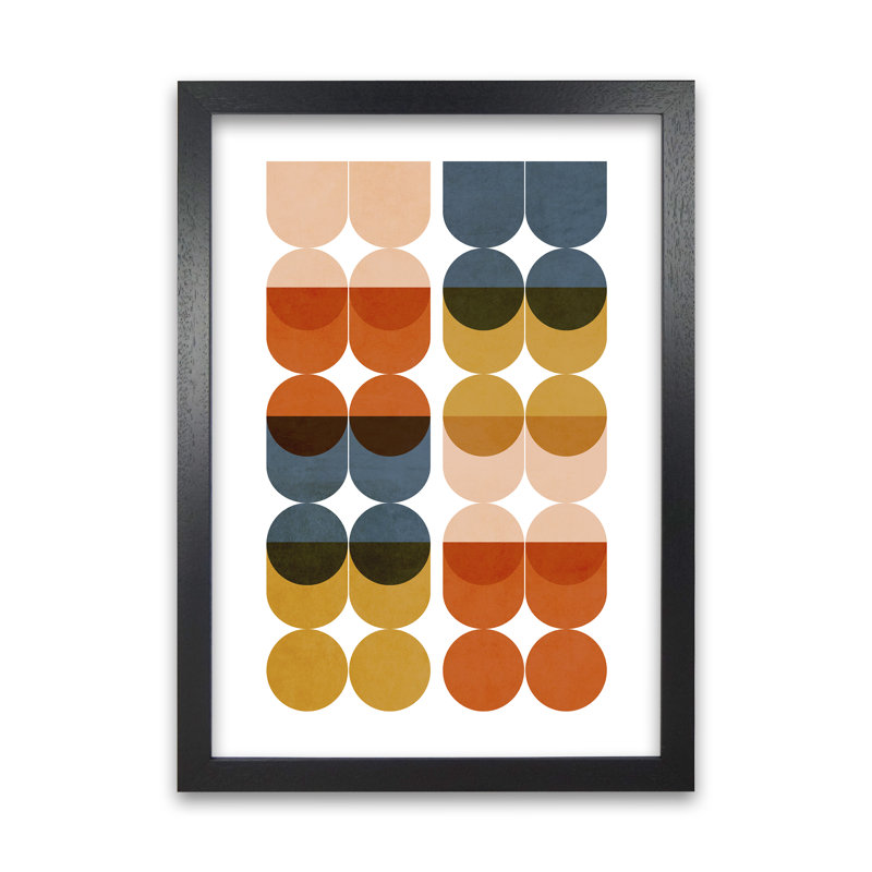Mid Century Modern Colourful Original - Print, Black Frame, 84cm H x 59cm W x 3cm D