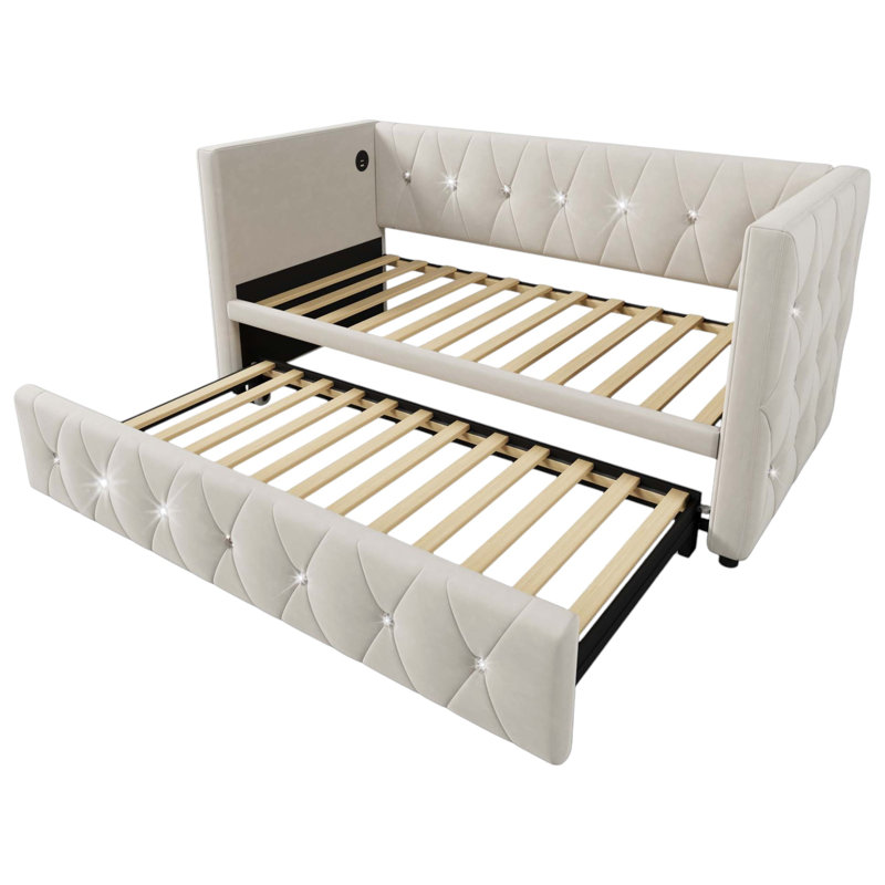 Bia Upholstered Bed, Beige