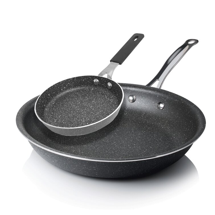 Inch Stainless Steel Skillet Frying Pan, Large Saute Pan with Lid and  Stay-Cool Handle, 5qt