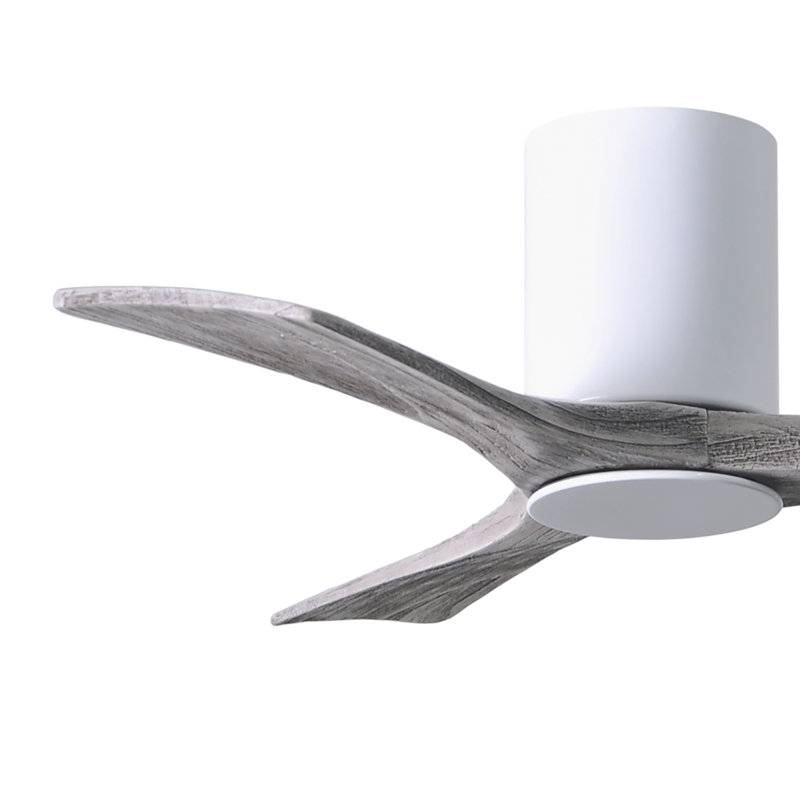 Irene LED Ceiling Fan, Gloss White, Barn Wood Tone, 52"