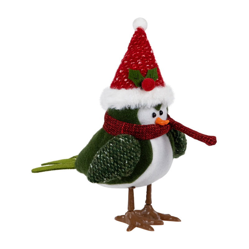 Figurine d'oiseau de Noël debout à DEL - 9 po - lumière blanche chaude