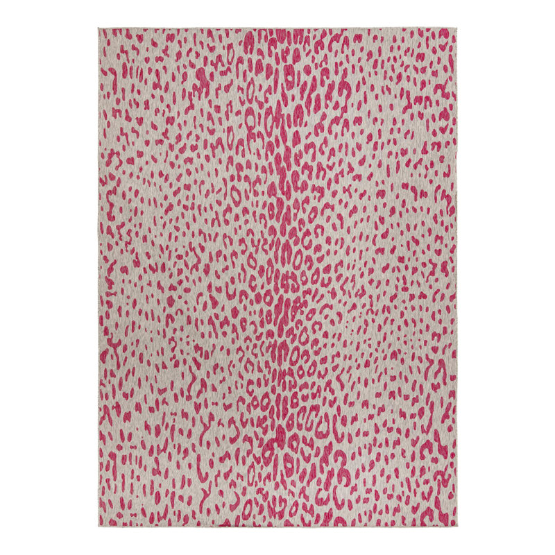 Tapis de safari d'extérieur rose et gris, Rectangle 10 pi x 14 pi 1 po