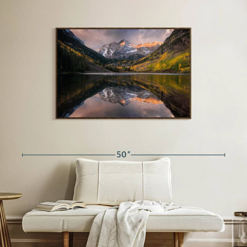 Maroon Bells, Colorado, Cadre flottant noyer, 43 po x 29 po
