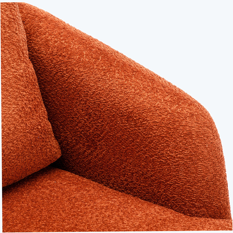 Fauteuil demi-tonneau pivotant l 32,48 po Willenzard, Velours orange