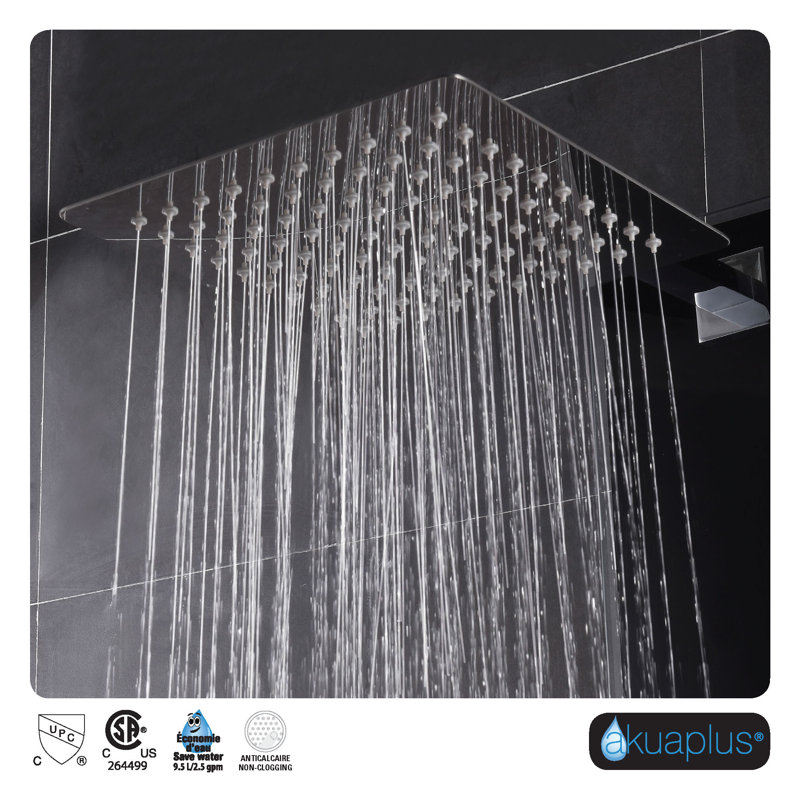 Panneau de douche 59 po avec tête de douche réglable Zara, Noir