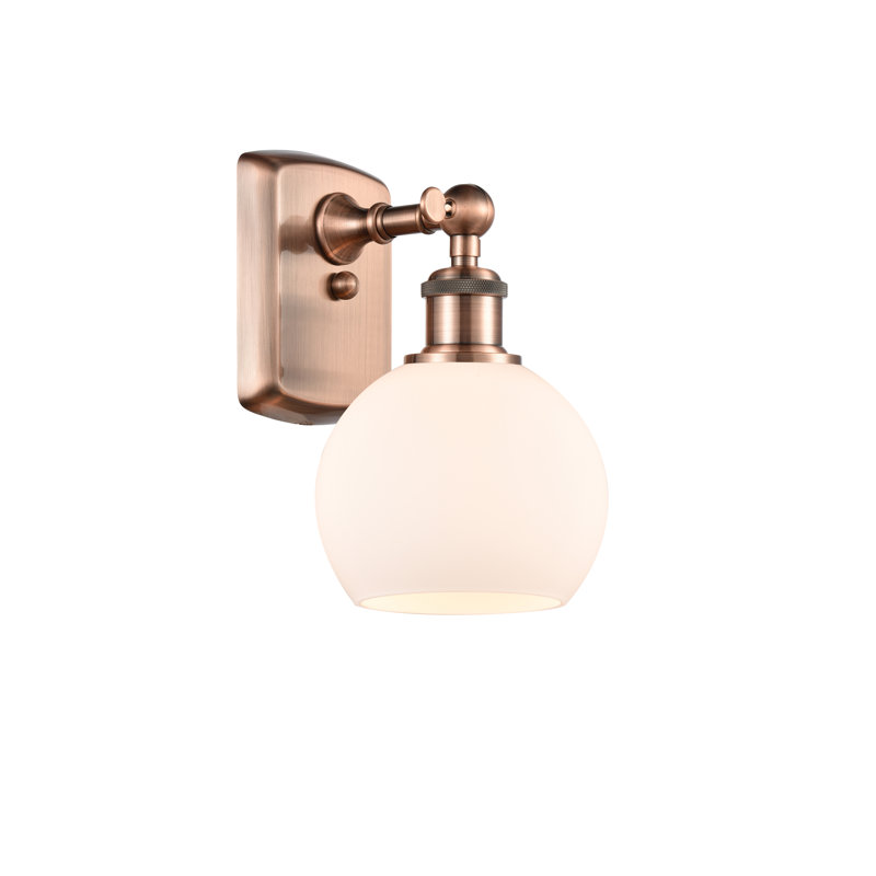 Applique murale 1 lumière 6 po Shauna, Blanc mat, DEL, Cuivre antique