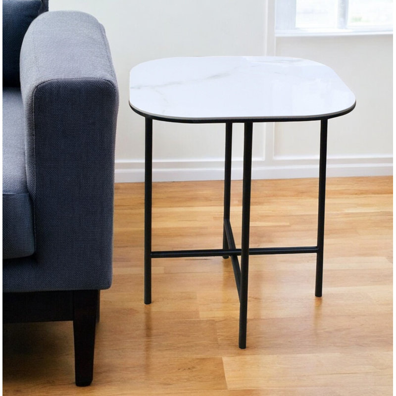 Table de bout carrée en céramique et métal 22 po