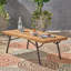 Table basse en bois avec supports en fer rustique, finition, hauteur 18,14 po x largeur 50 po 23,5 po profondeur table contemporaine, pieds en métal, l P H