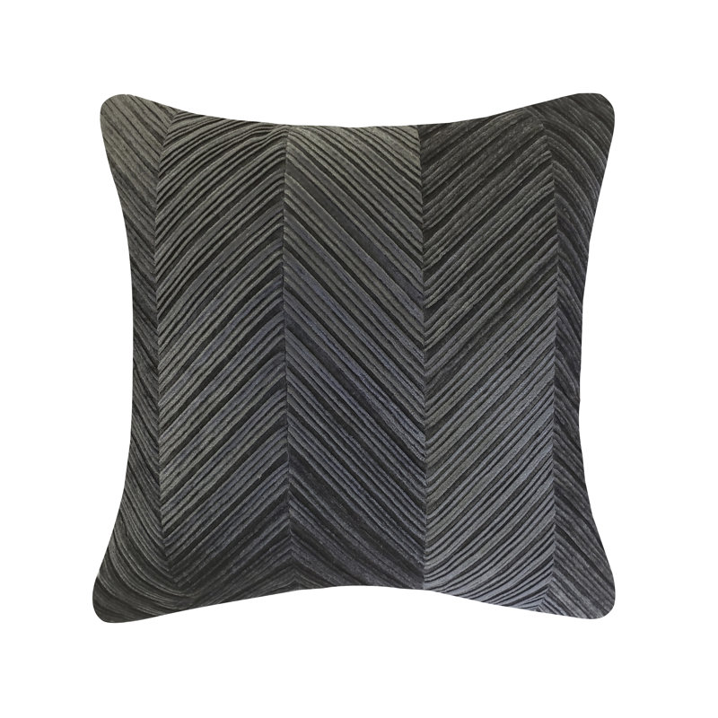 Edie@Home Chevron Decorative Velvet Throw Pillow, Steel