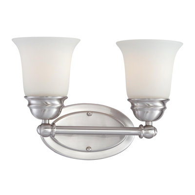 Éclairage pour salle de bain 2 lumières Bella - nickel brossé 13 po de large Bella