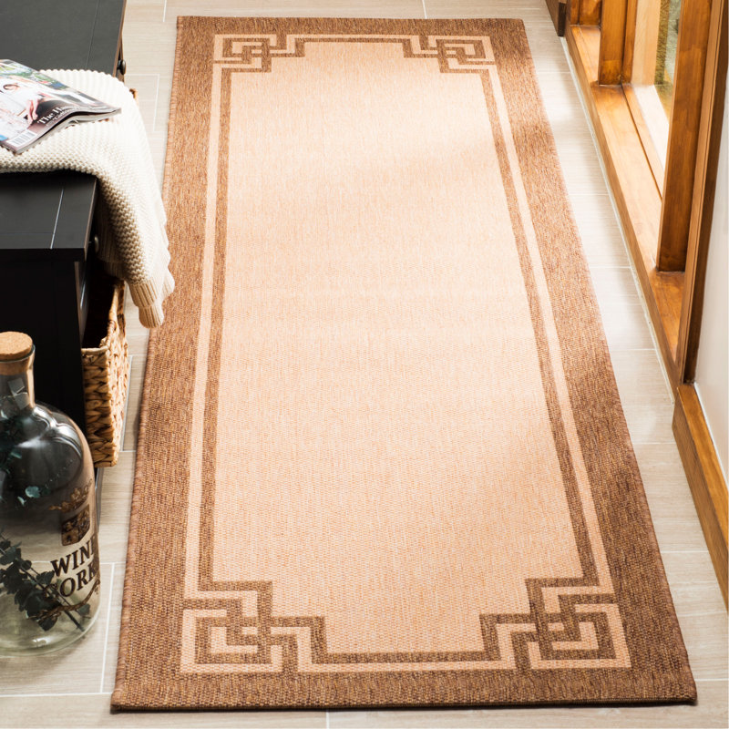 Tapis beige déco / beige foncé, Tapis de couloir 2 pi 7 po x 8 pi 2 po