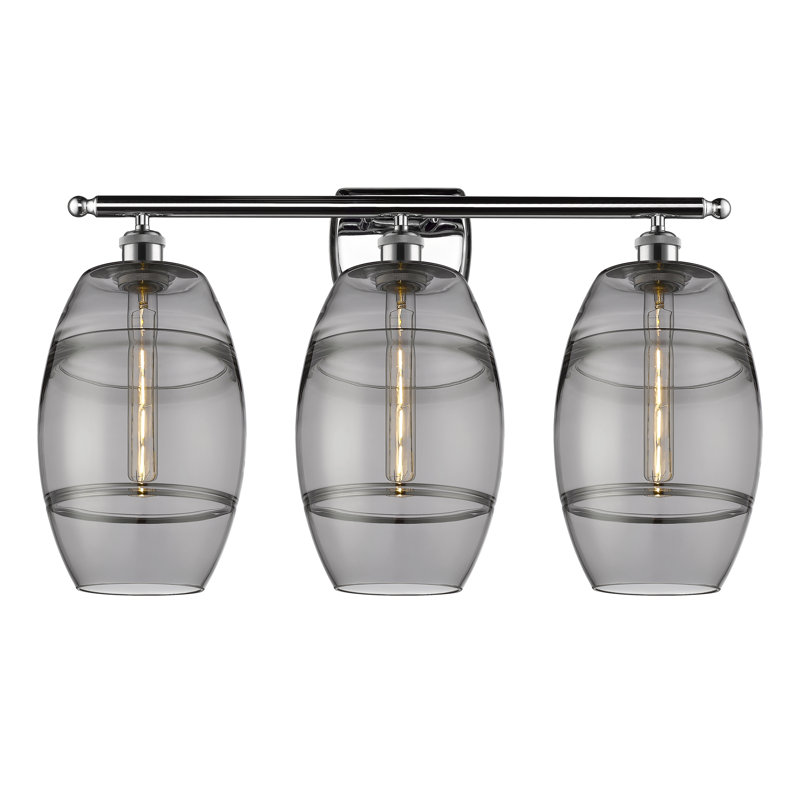 Éclairage pour meuble-lavabo 3 lumières Kusham, Chrome poli, Gris fumée clair, 3 lumières