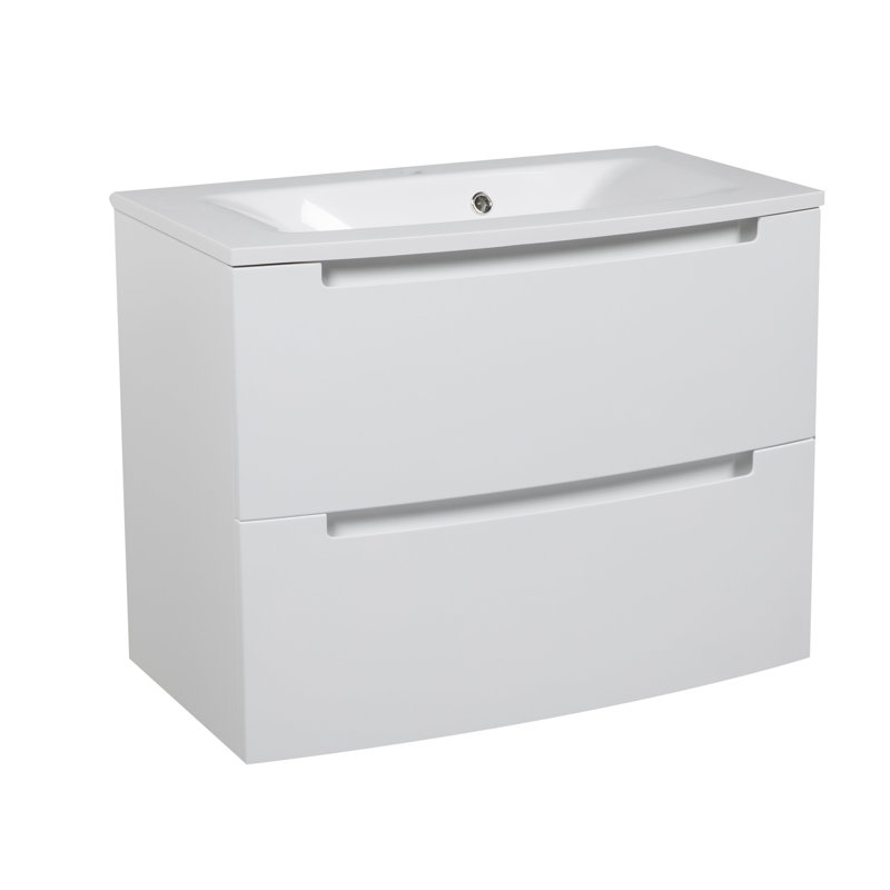 Meuble-lavabo simple avec plateau 39,3 po Jaidee, Blanc ultrabrillant