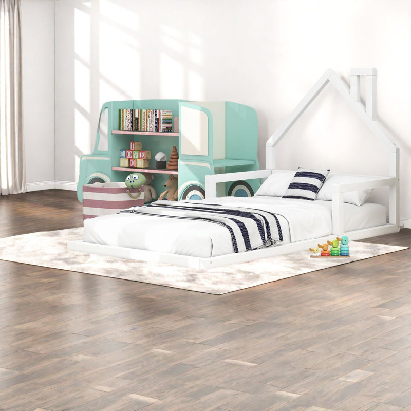 Lit simple en bois durable, tête de lit moderne pour la maison