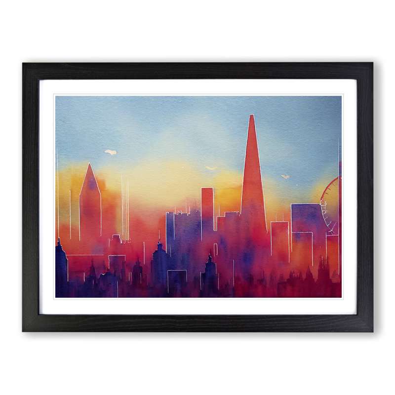 London Skyline Vol.3 Abstract - Single Picture Frame Print, Black Framed, 25cm H x 34cm W x 2cm D
