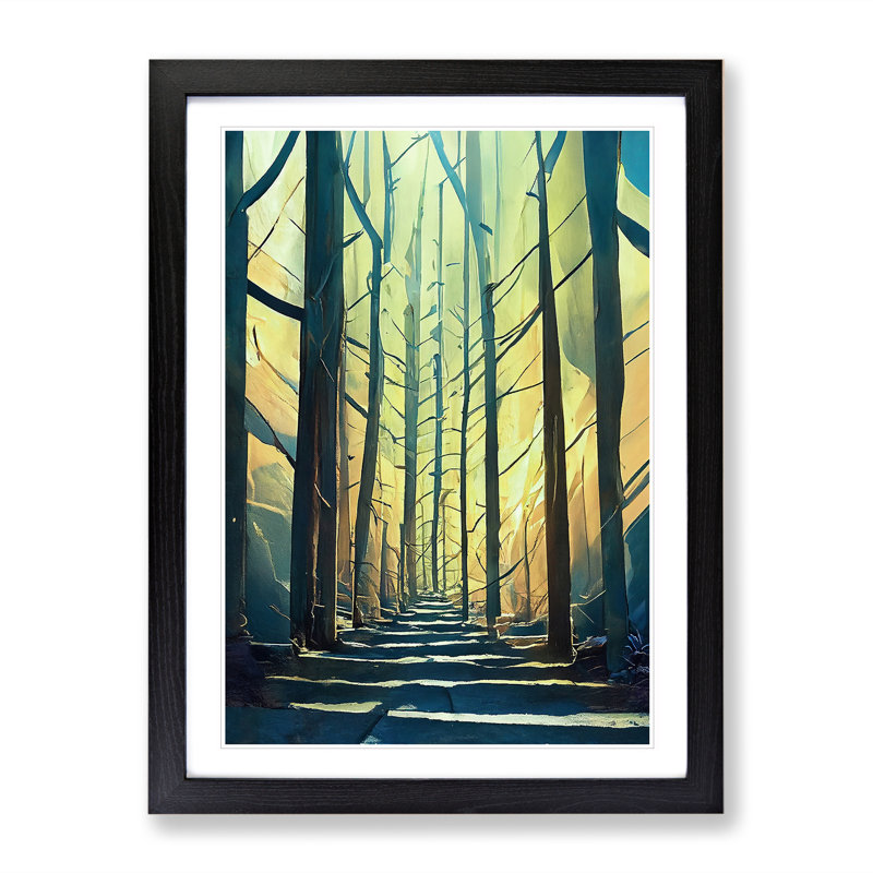 Forest Abstract No.5 - Single Picture Frame Painting, Black, 34cm H x 25cm W x 2cm D
