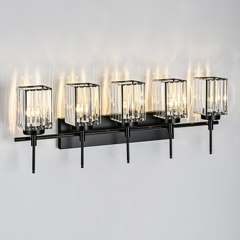 Edgars Modern Crystal Dimmable Vanity Light, Black, 5