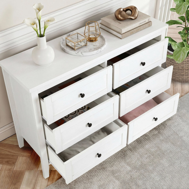Commode 6 tiroirs Kostival, Blanc