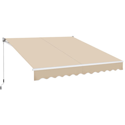 Yaheetech Fabric Beige Cover Retractable Patio Awning