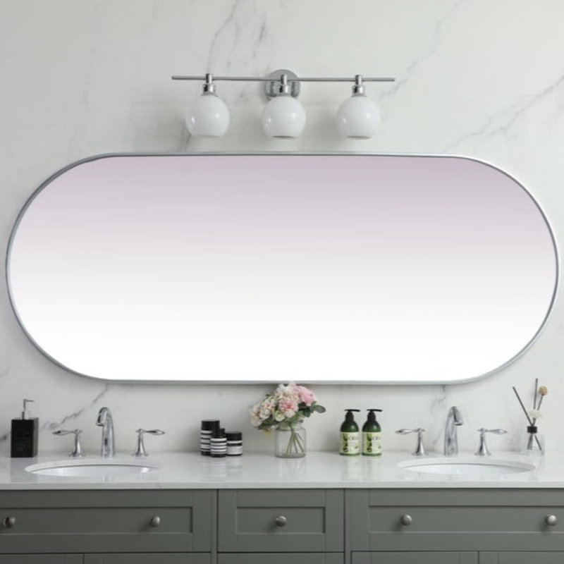 Miroir mural Elington, Argent, 72 po x 30 po 