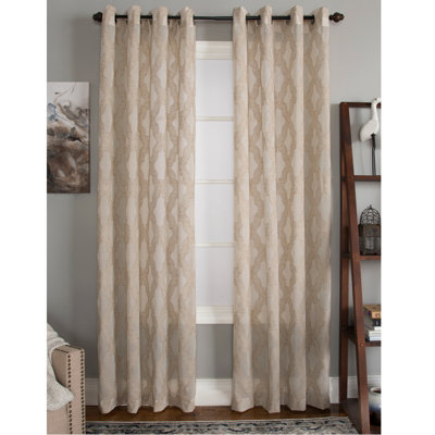 Tishawn Polyester / Linen Light-Filtering Woven Geometric Curtain Panel with Grommet Top 
