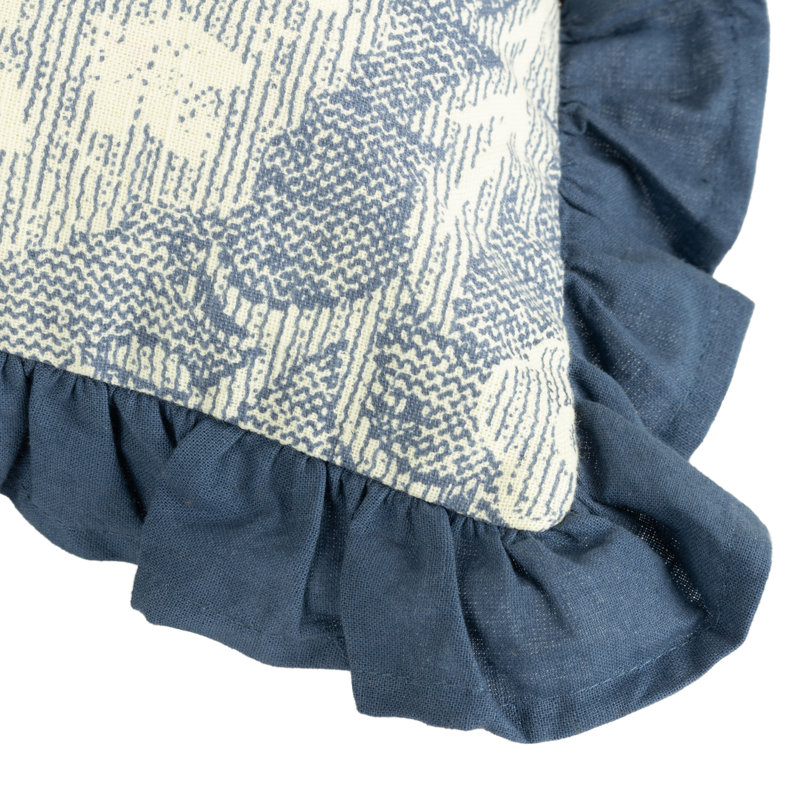 Floral Square Throw Cushion, French Blue