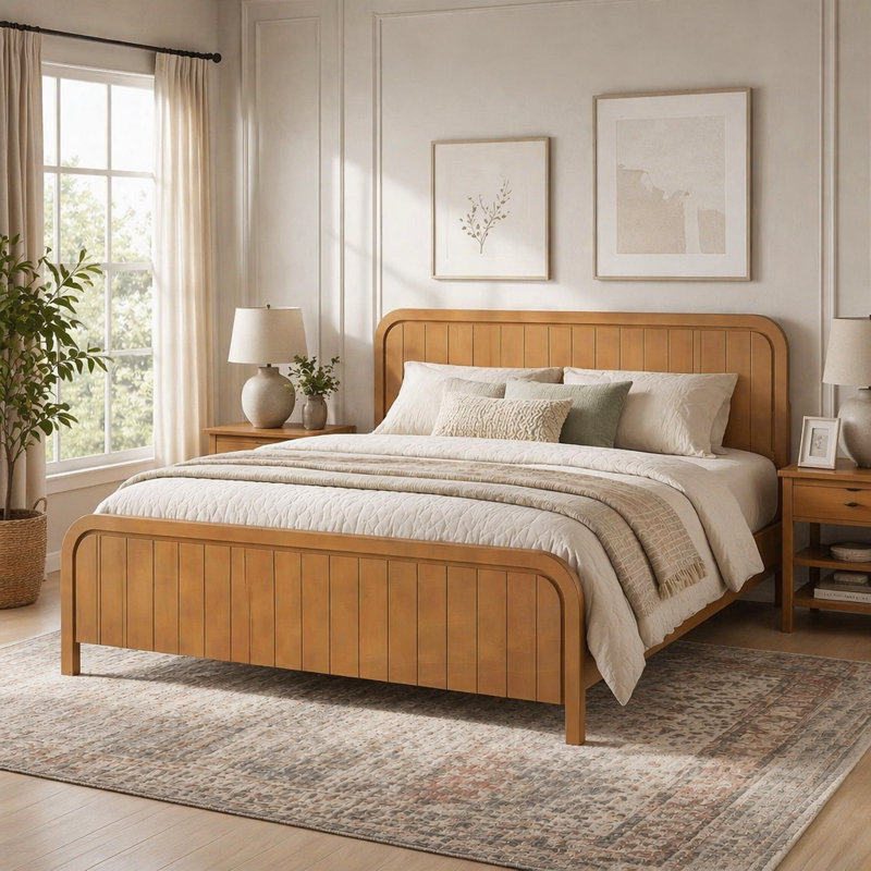 Bed, King, Oak