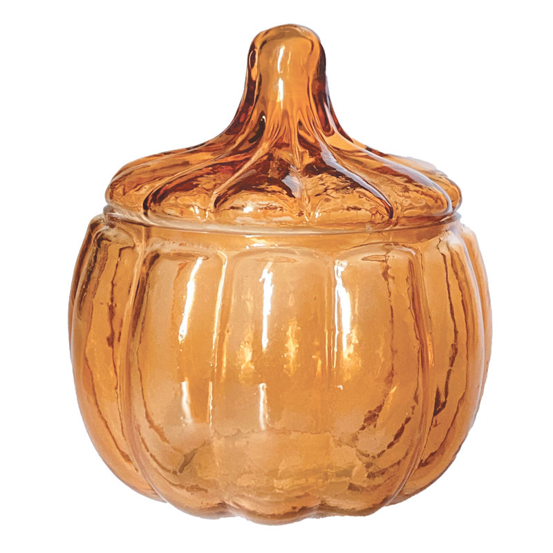 Amber Glass Pumpkin Jar with Lid