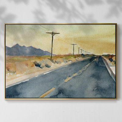 " Deserted Highway II " Mixed Media and Black and White Photography Print