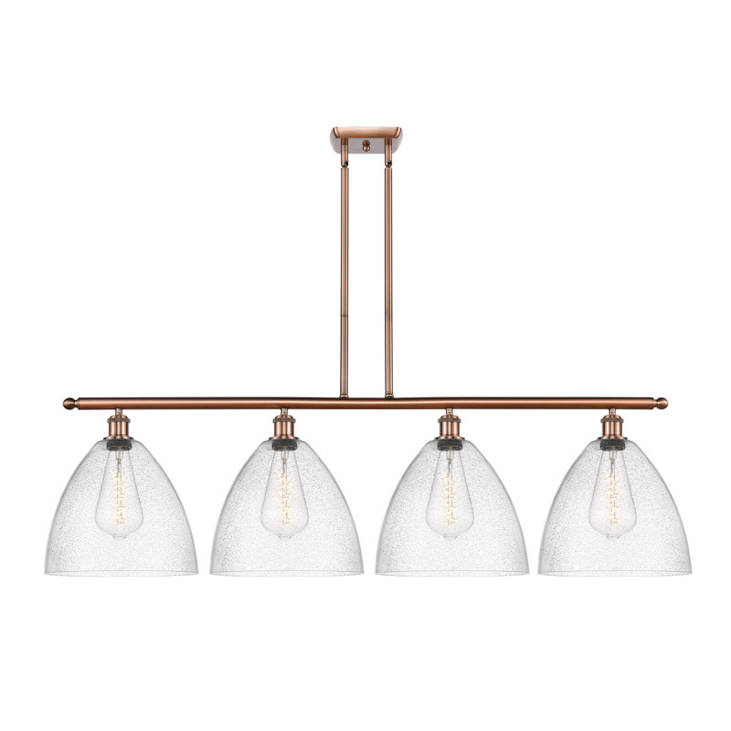 Luminaire suspendu linéaire à 4 lumières pour îlot de cuisine Ammaria, Ampoule non incluse, Cuivre antique