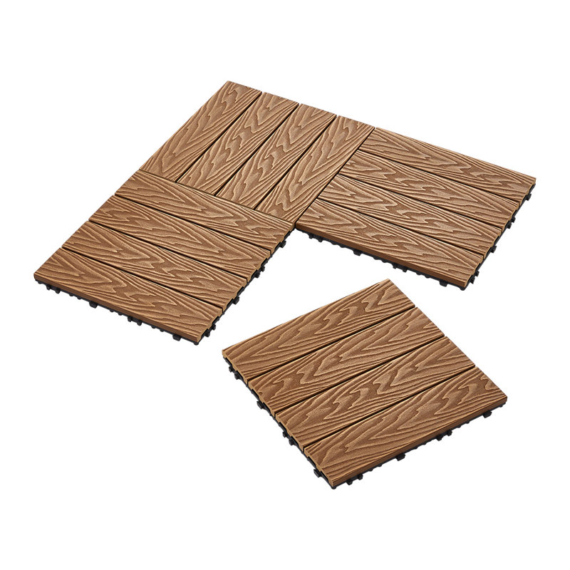 30cm L x 30cm W Plastic Interlocking Deck Deck Tile Kit, Brown
