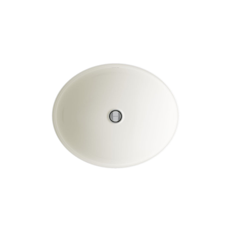 Caxton Ceramic Oval Undermount Bathroom Sink, Biscuit