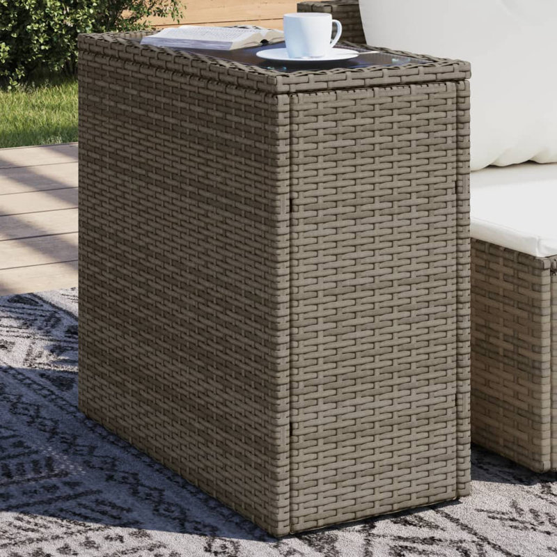 Nirvi Rectangular Outdoor Side Table , 58cm cm W 27.5cm cm D, Grey, Grey