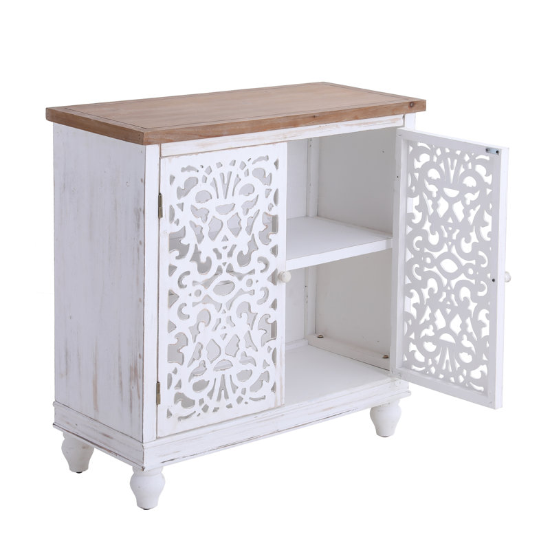 Buffet décoratif 2 portes Ewalt, Blanc, H 34,3 po x l 32,9 po x P 15 po